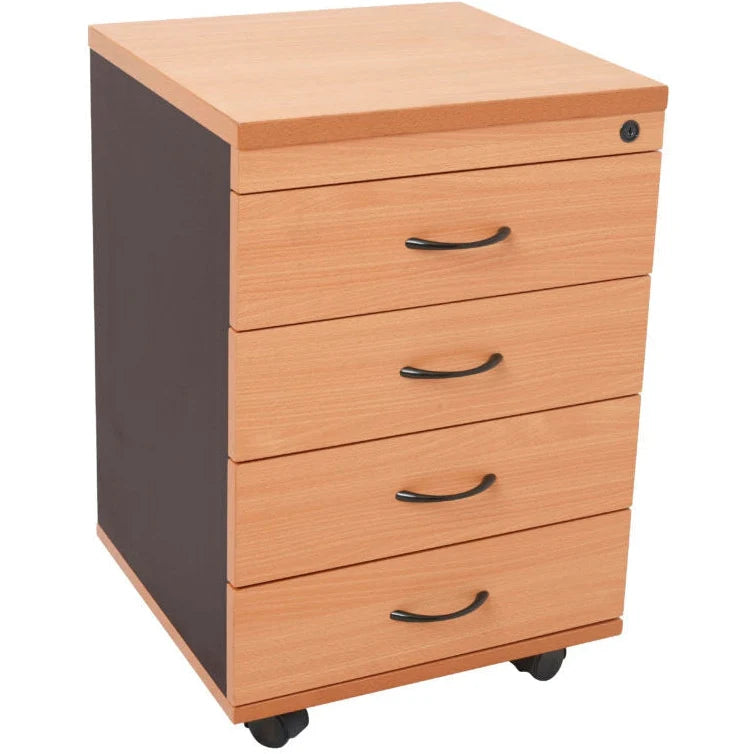 Rapid Worker Mobile Pedestal - 4 Drawer in Beech/Ironstone