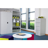 GO Swing Door Stationery Cupboard (Lockable) in Silver Grey