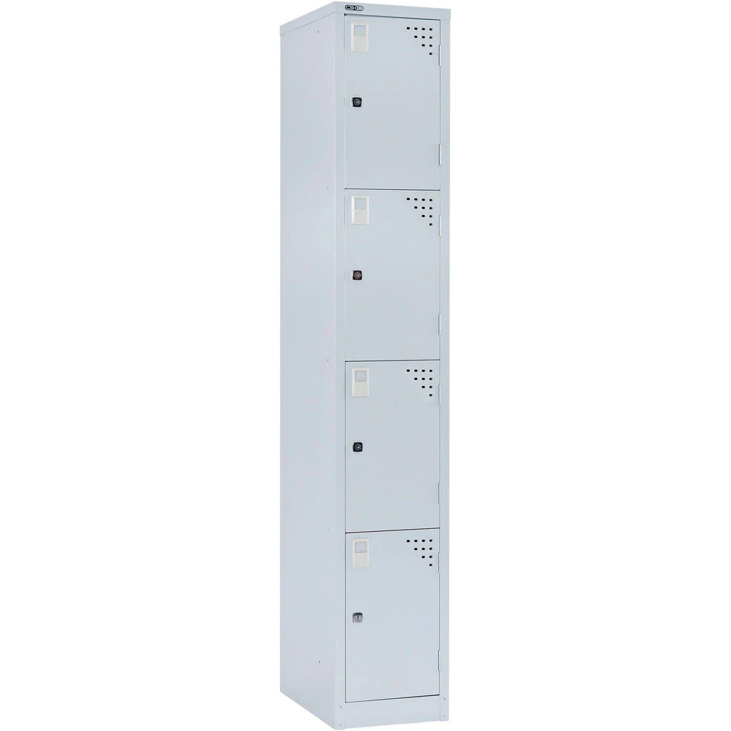 GO Metal Lockers - 4 Door in Silver Grey