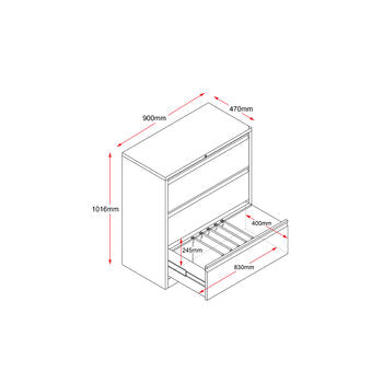 GO 3 DRAWER LATERAL FILING CABINET in White