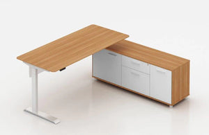 POTENZA - ELECTRIC HEIGHT ADJUSTABLE 'L' SHAPED EXECUTIVE DESK WITH RETURN