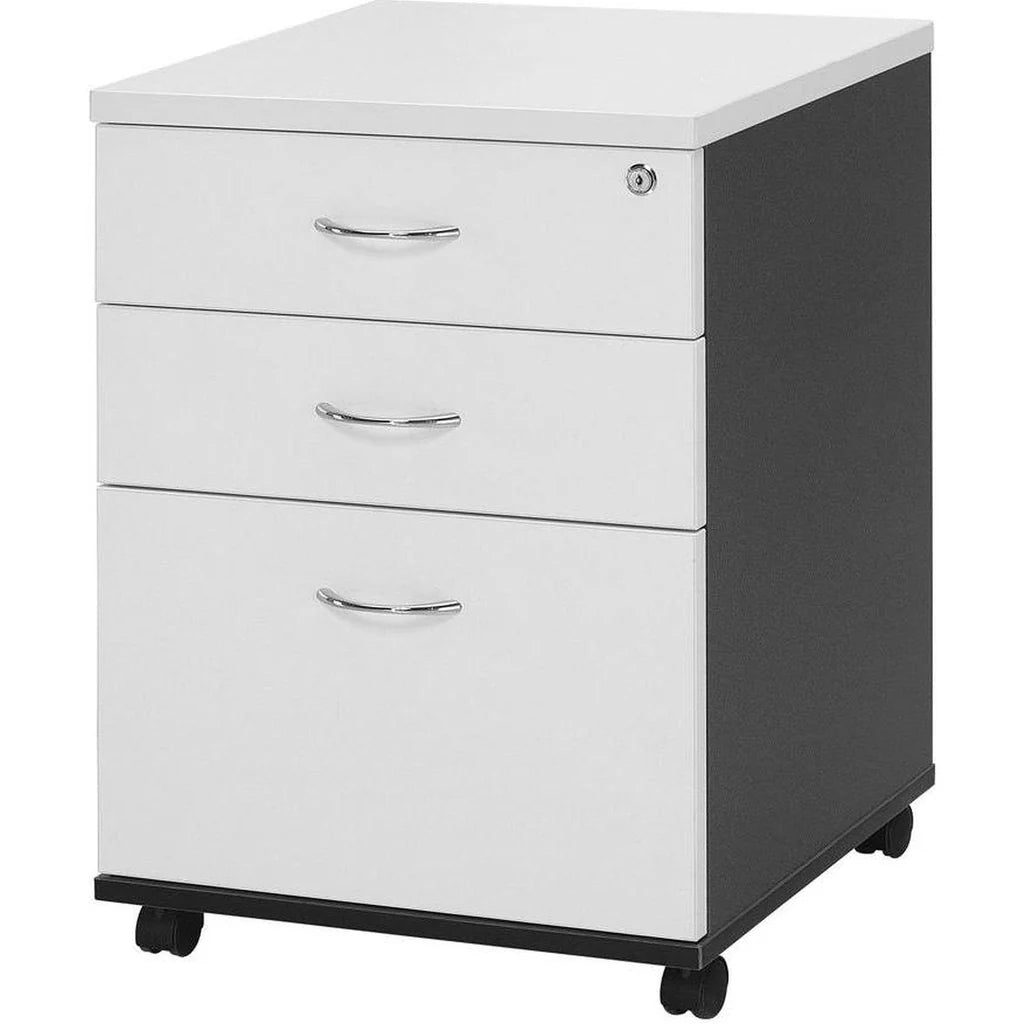 Logan Mobile Pedestal in White/Ironstone