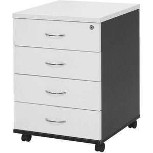 Logan Mobile Pedestal - 4 Drawer in Oak/White