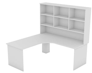 EkoSystem White Corner Desk with Hutch Package