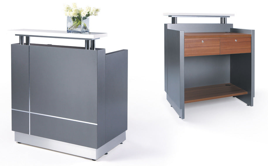 Slimline Grey & Timber Reception Desk Counter