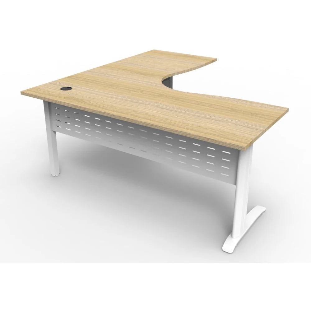 Rapid Span Corner Workstation - Black Legs, Oak Top