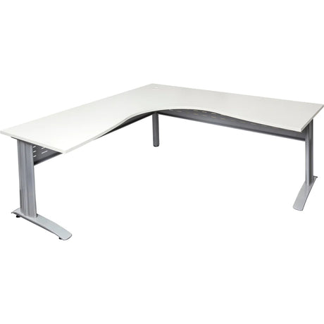 Rapid Span Corner Workstation - Black Legs, Oak Top