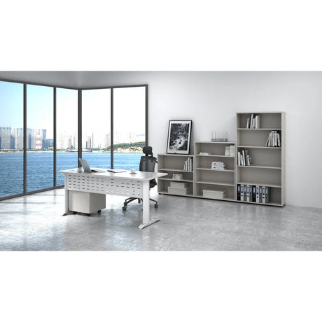 Deluxe Rapid Span Open Workstation - White Legs, White Tabletop