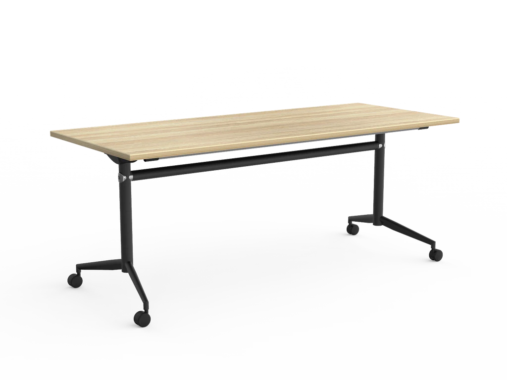 Uni Flip Top Table - Matte Black Frame & Oak Top