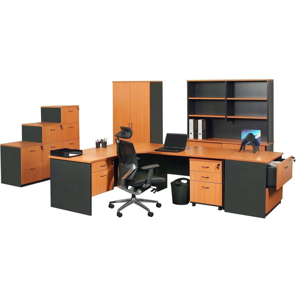 Logan Straight Desk in Beech/Ironstone