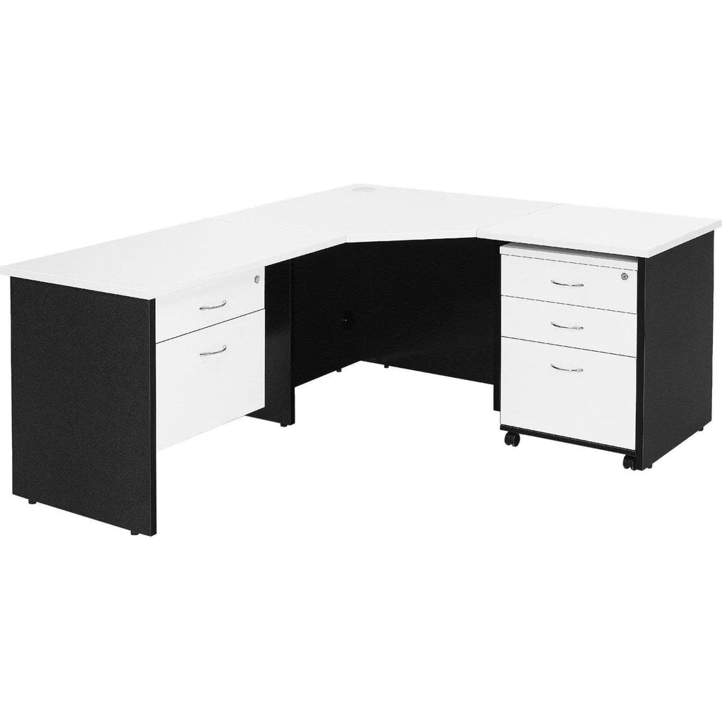 Logan Corner Workstation in Beech/White