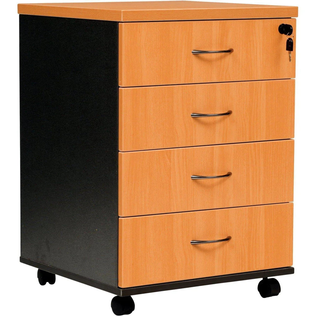 Logan Mobile Pedestal - 4 Drawer in Beech Ironstone