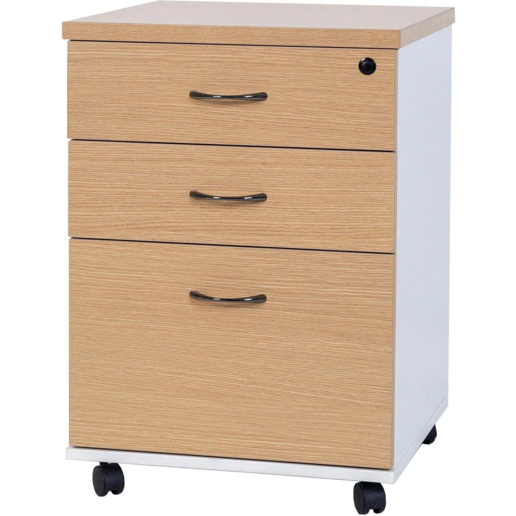 Logan Mobile Pedestal in Oak/White