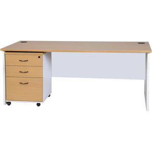 Logan Straight Desk - Oak/White