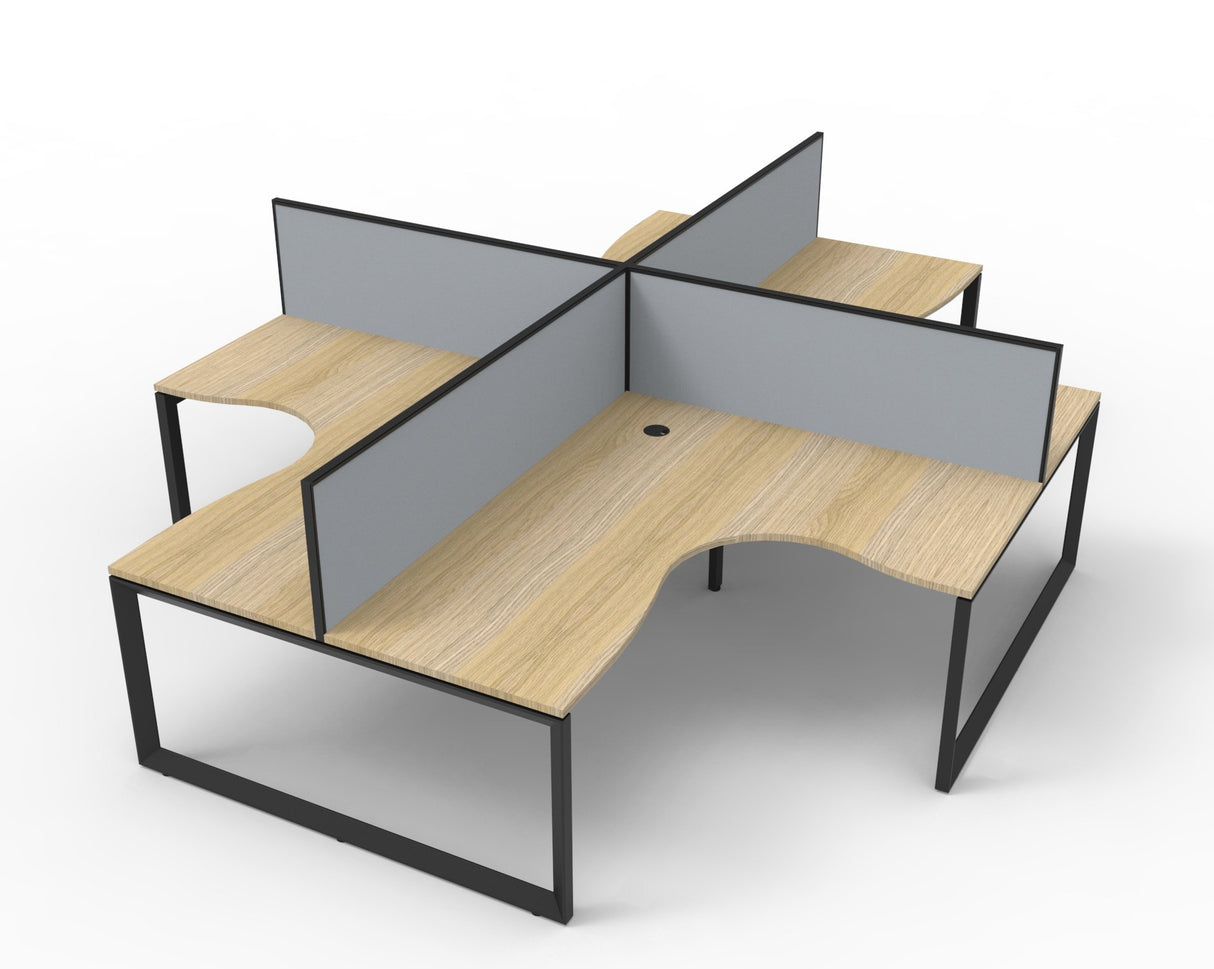 4 Person Infinity Workstation Pod (Oak/Black)