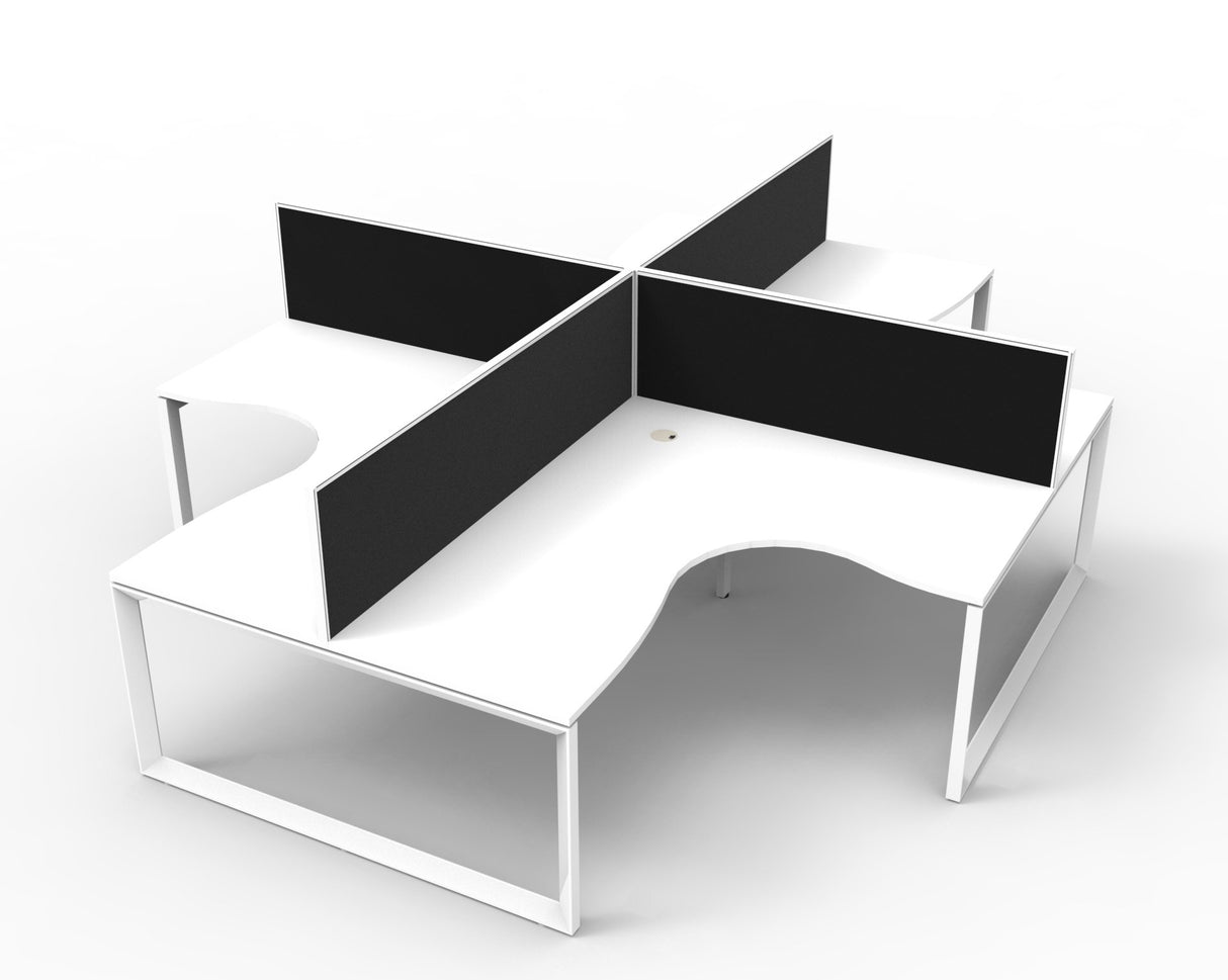 4 Person Infinity Workstation Pod with Screen (White/White)