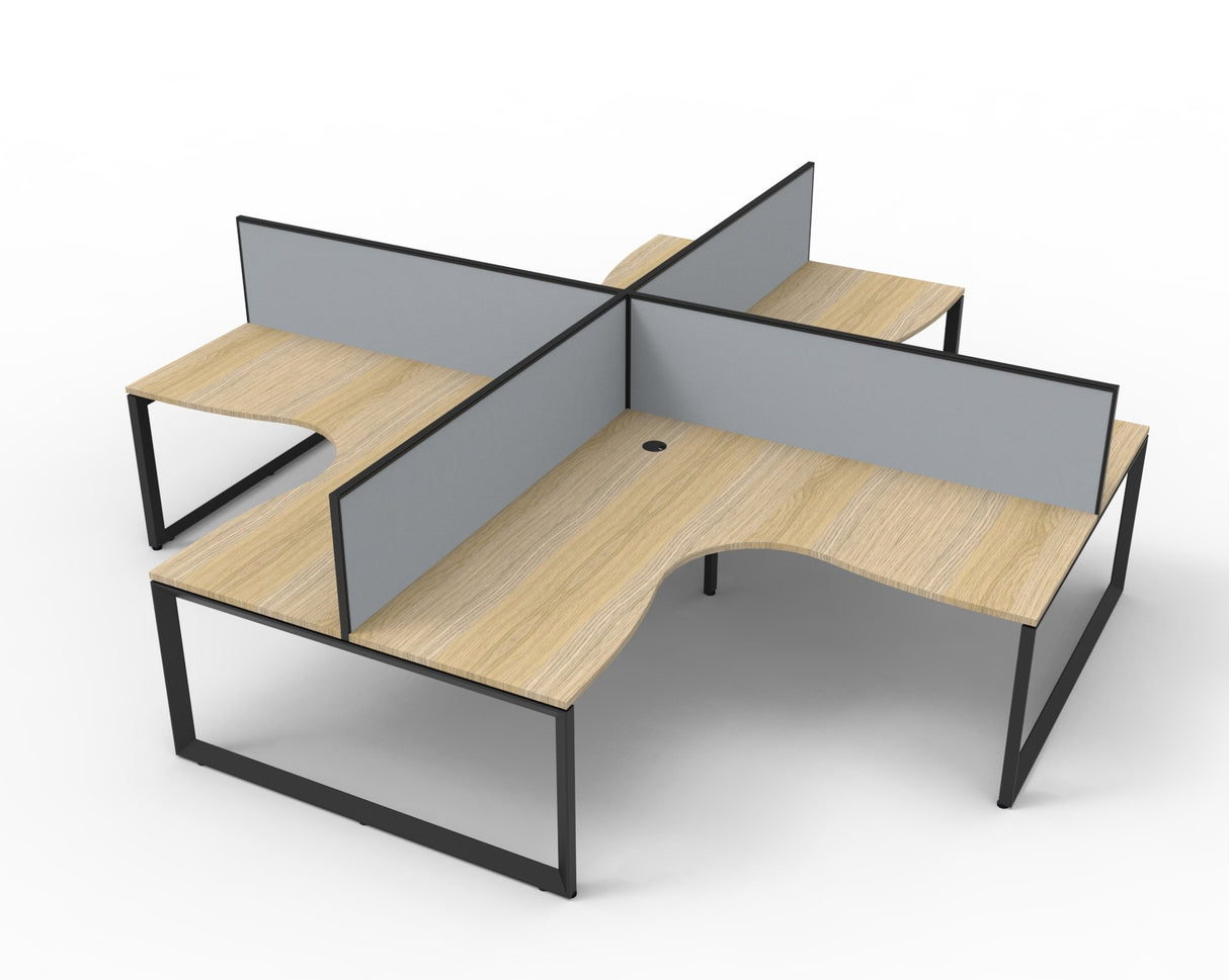 4 Person Infinity Workstation Pod (Oak/Black)