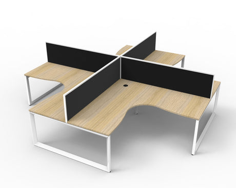 4 Person Infinity Workstation Pod with Screen (Oak/White)