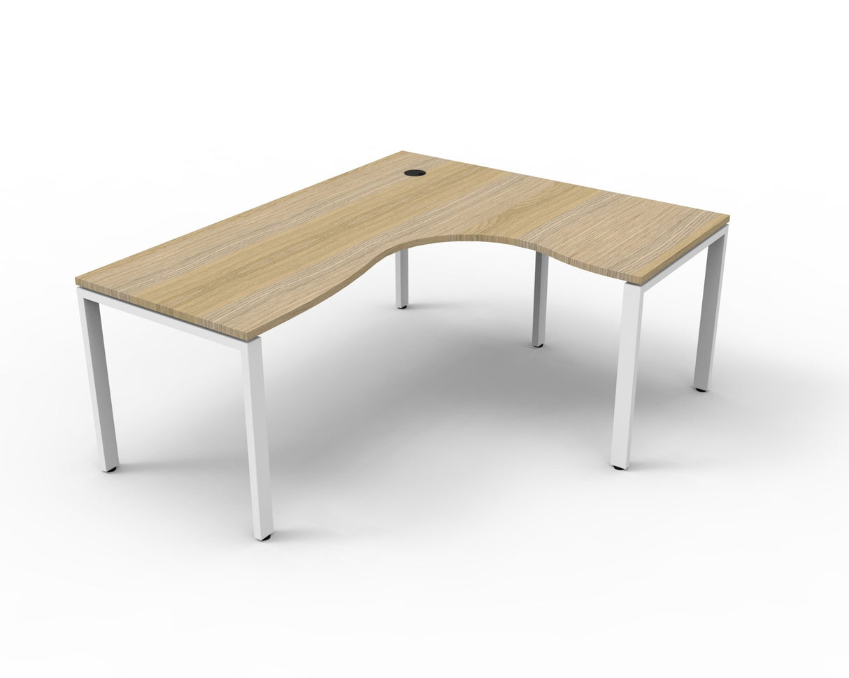 Rapid Infinity L-Shaped Corner Desk with Profile Leg - White Legs, Oak Top