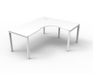 Rapid Infinity L-Shaped Corner Desk with Profile Leg - Black Legs, White Top