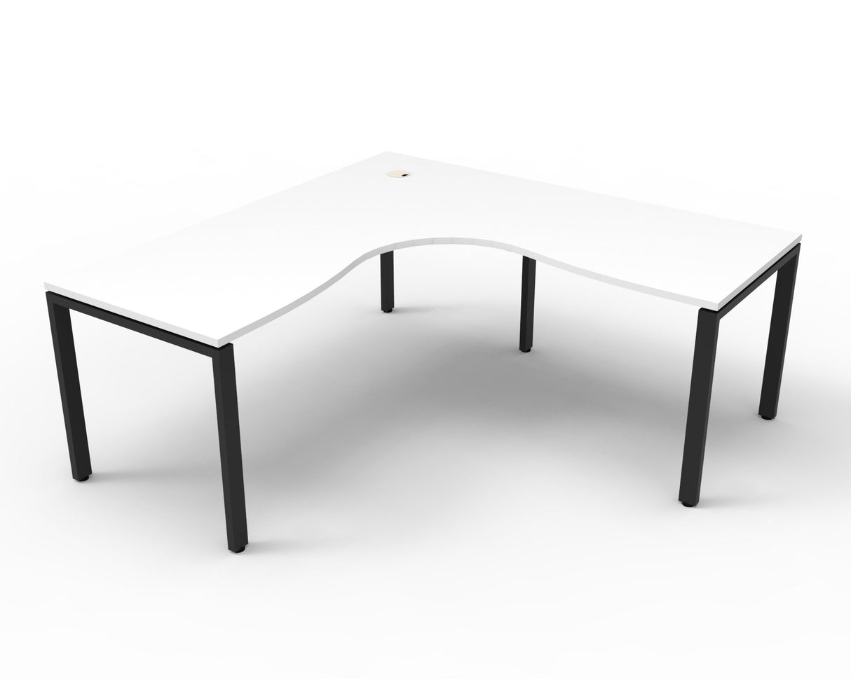 Rapid Infinity L-Shaped Corner Desk with Profile Leg - Black Legs, White Top