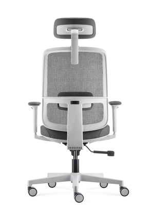 Lotto Mesh Back Office Chair in White/Grey (Optional Headrest)